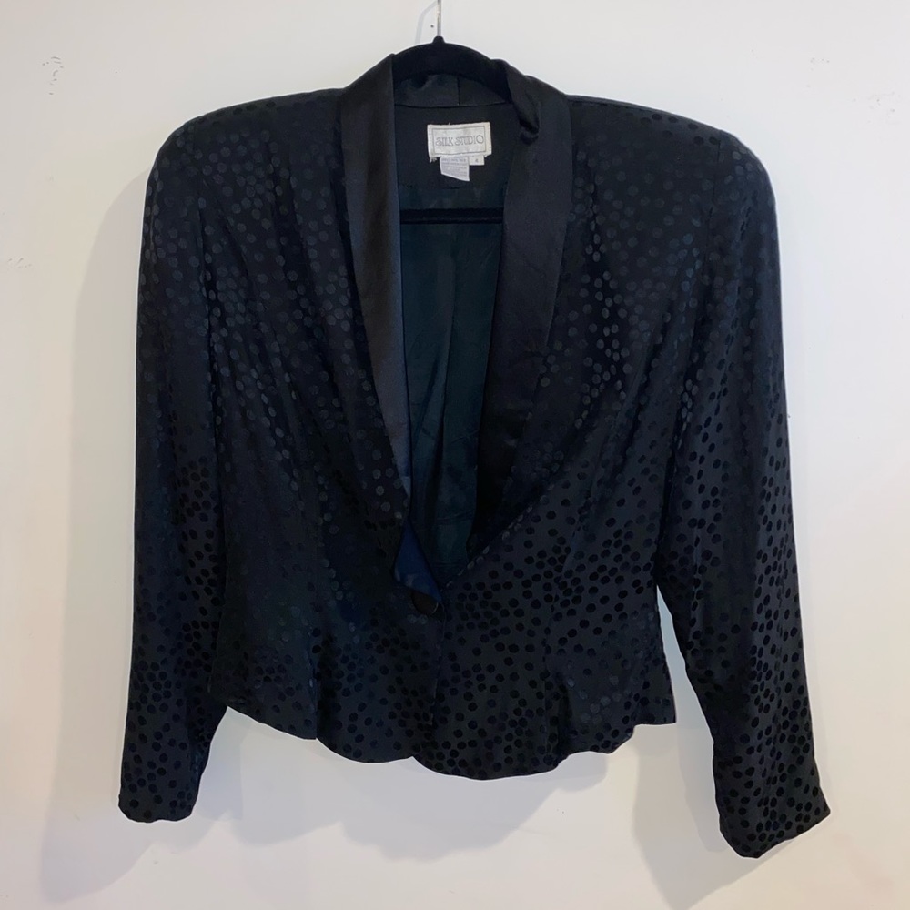 Vintage Black Polka Dot Silk Blouse